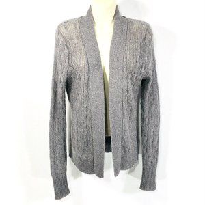 BANANA REPUBLIC Open Front Cardigan Sweater Sz M Silver Gray Cable Knit Mohair